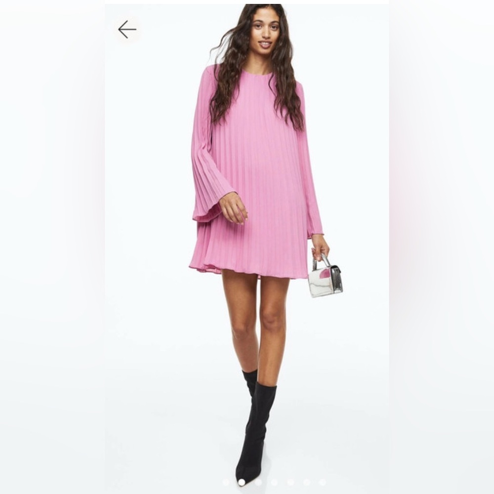 H&M Rose Pink Pleated Dress